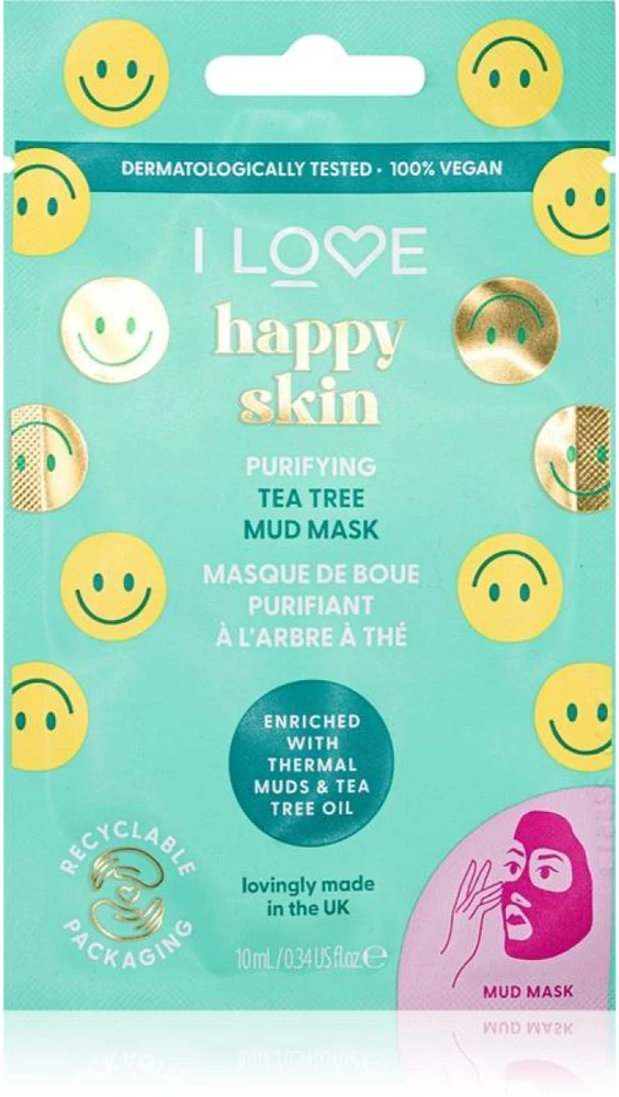 I Love Happy Skin Purifying Tea Trea Mud Mask valomoji veido kaukė, 10 ml