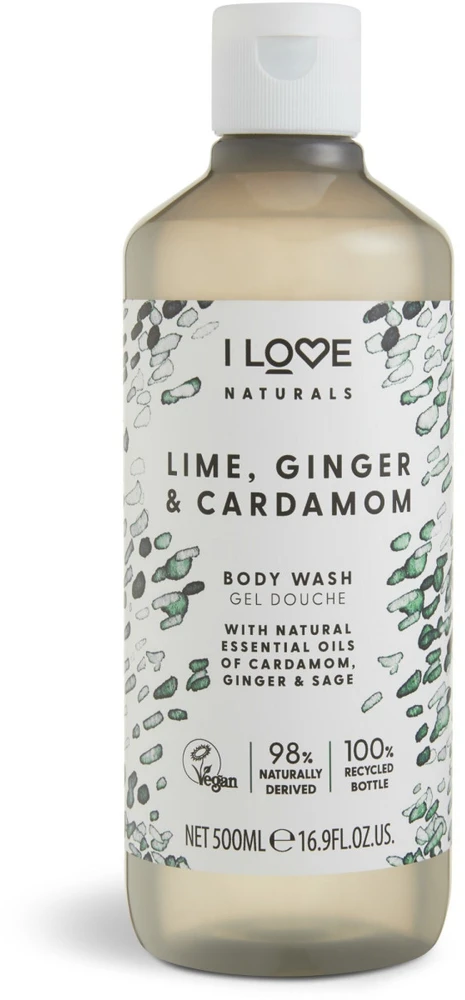 I Love Naturals Collection Vegan maitininantis Lime Ginger & Cardamom Kūno prausiklis, 500 ml