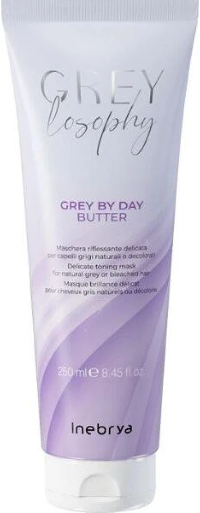 Inebrya GREYlosophy Pilkas By Day Butter tonuojanti kaukė natūraliai žiliems / balintiems plaukams, 250 ml