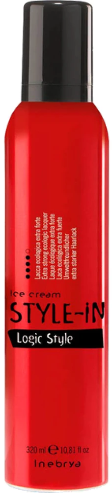 „Inebrya“ itin stiprios fiksacijos plaukų lakas „Ice Kreminis Style-In“ (Logic Style), 320 ml