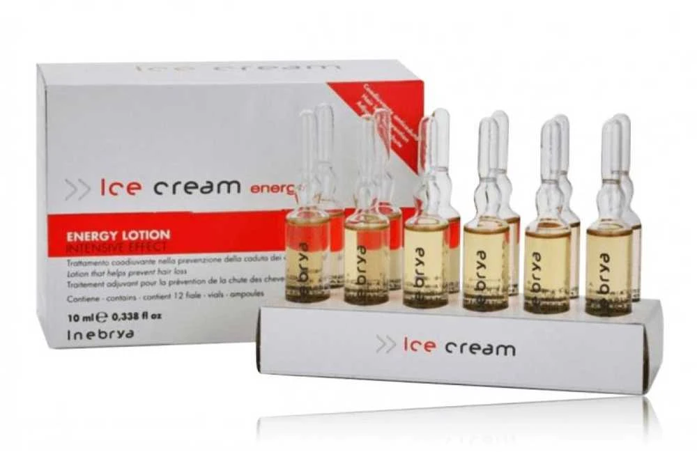 Inebrya Ice Kreminis Energy Lotion priemonė nuo plaukų slinkimo, 12 x 10 ml