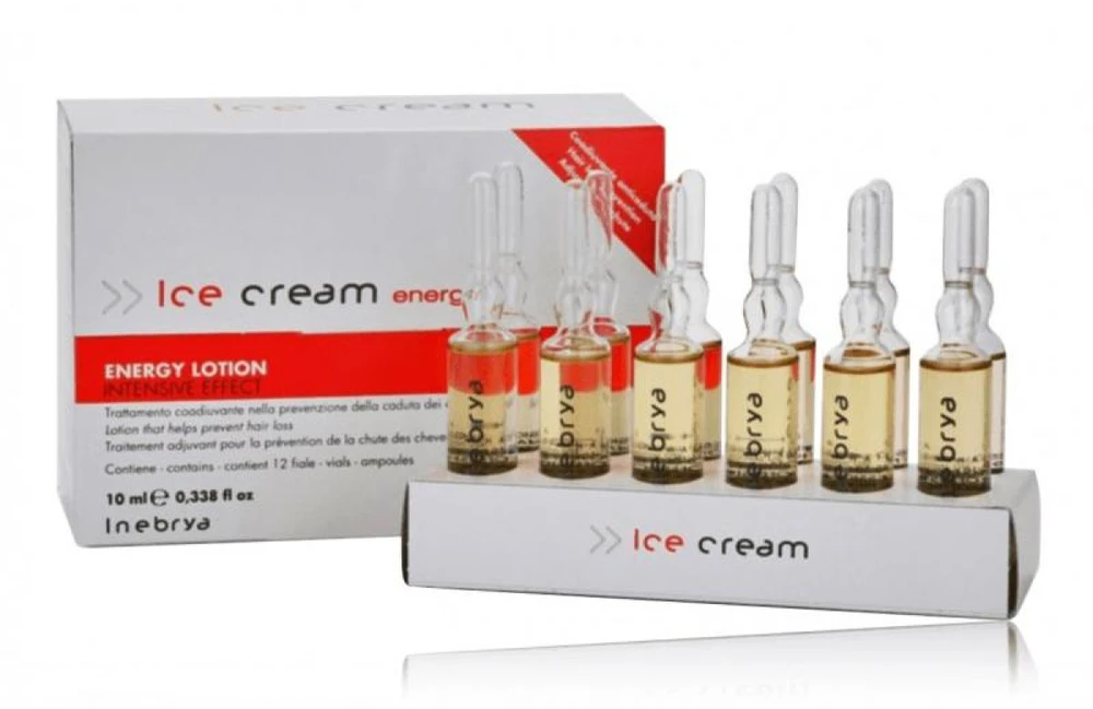 Inebrya Ice Kreminis Energy Lotion priemonė nuo plaukų slinkimo, 12 x 10 ml