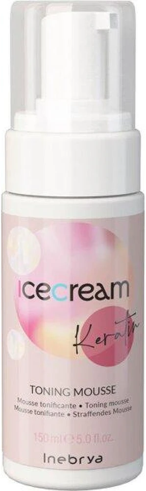 Inebrya Ice Kreminis Keratin Toning Mousse tonuojančios plaukų putos su remineralizuojančiu poveikiu, 150 ml