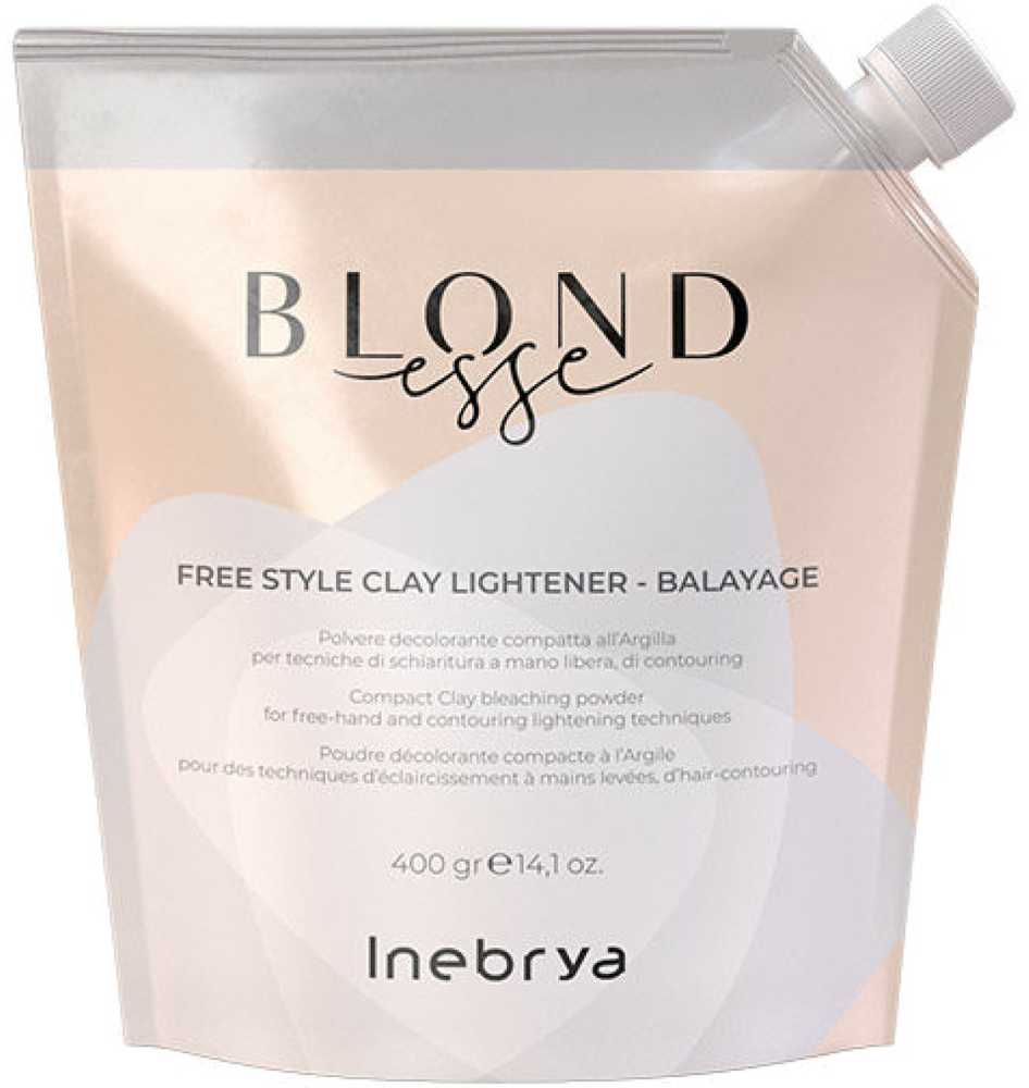 „Inebrya“ šviesinantys plaukų milteliai su neutraliais pigmentais ir „Blondesse“ moliu („Free Style Clay Lightener - Bayalage“) 400g