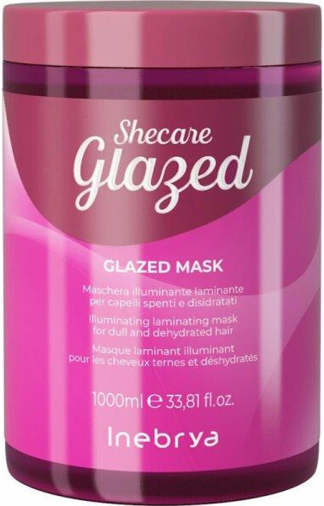 Inebrya SheCare Glazed Illuminating Laminating Mask kaukė blankiems ir sausiems plaukams, 1000 ml