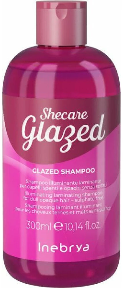 Inebrya SheCare Glazed Illuminating Laminating Šampūnas šampūnas blankiems plaukams, 300 ml