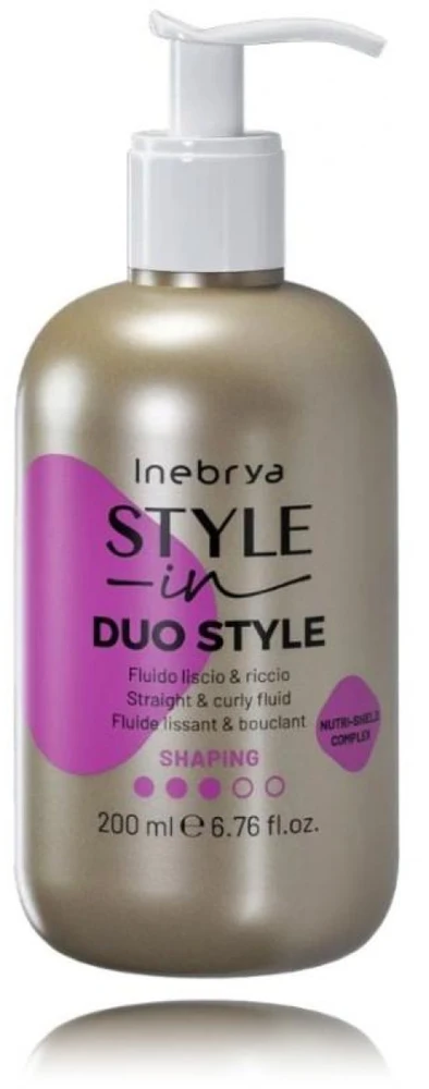 Inebrya Style-In Duo Style Straight & Skirtas garbanotiems plaukams Fluid universalus formavimo fluidas plaukams, 200 ml