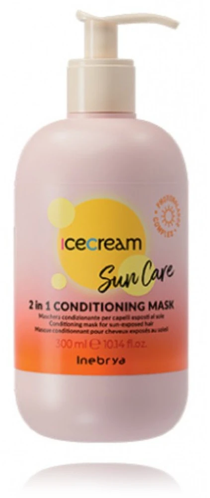 Inebrya Sun Care 2 In 1 Conditioning Kaukė drėkinanti kaukė plaukams po saulės poveikio, 300 ml