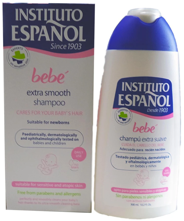 "Instituto Español" kūdikių šampūnas "Extra Soft" jautriai naujagimių odai be alergenų 300ml