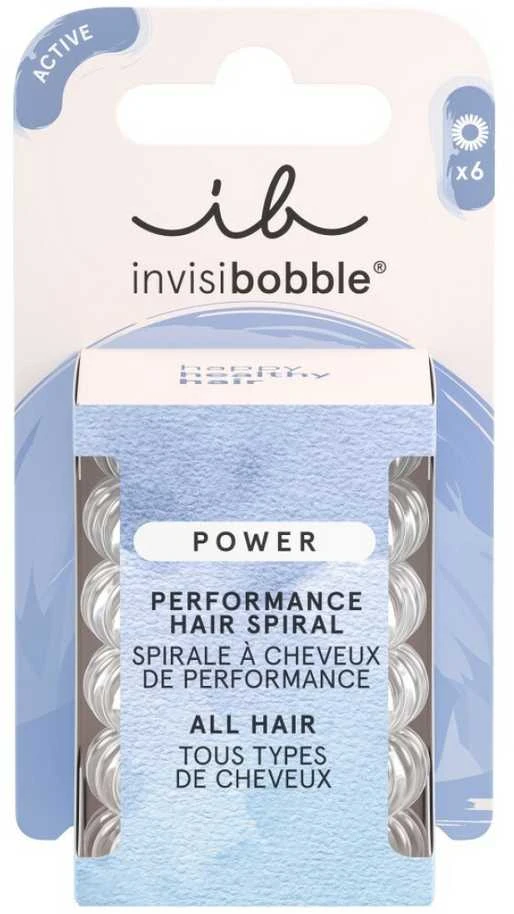 Invisibobble Power skaidrios spiralinės gumytės, 6 vnt.