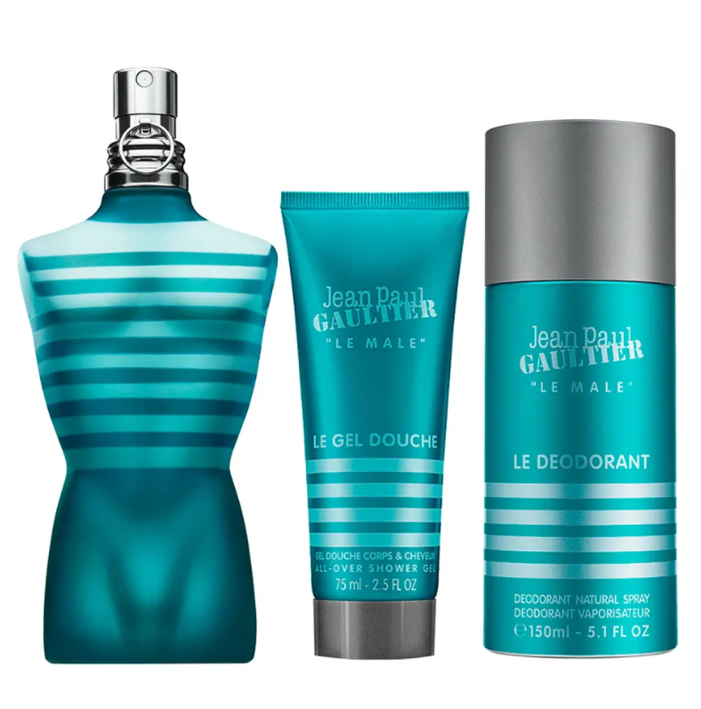 Jean Paul Gaultier Le Male rinkinys vyrams (EDT, 125 ml + dušo želė, 75 ml + dezodorantas, 150 ml)