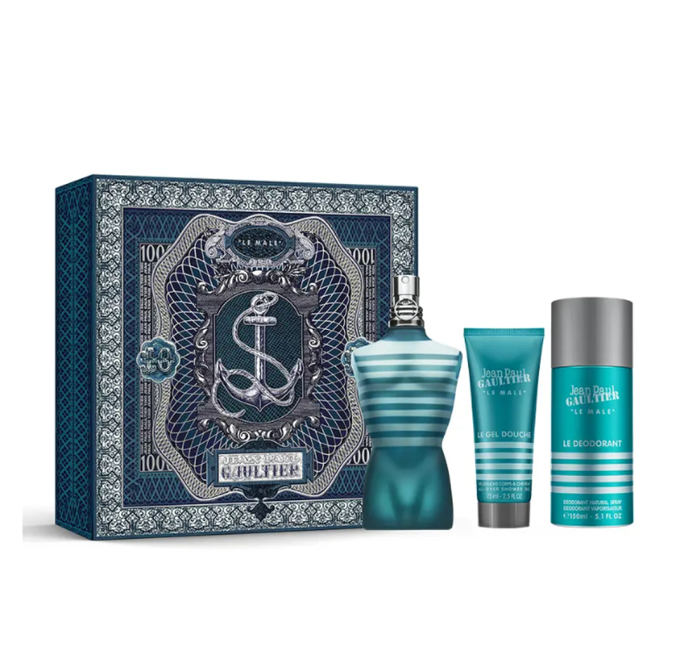 Jean Paul Gaultier Le Male rinkinys vyrams (EDT, 125 ml + dušo želė, 75 ml + dezodorantas, 150 ml)
