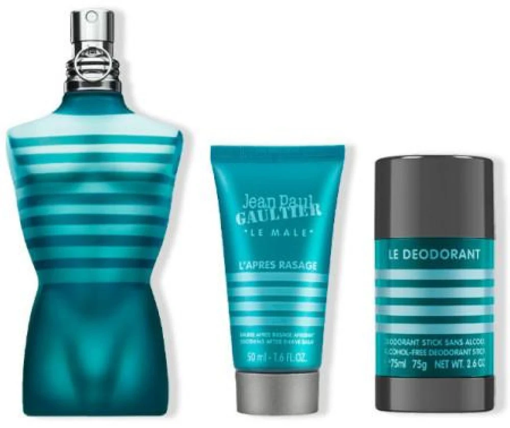 Jean Paul Gaultier Le Male rinkinys vyrams (EDT, 125 ml + balzamas po skutimosi, 50 ml + pieštukinis dezodorantas, 75 ml)