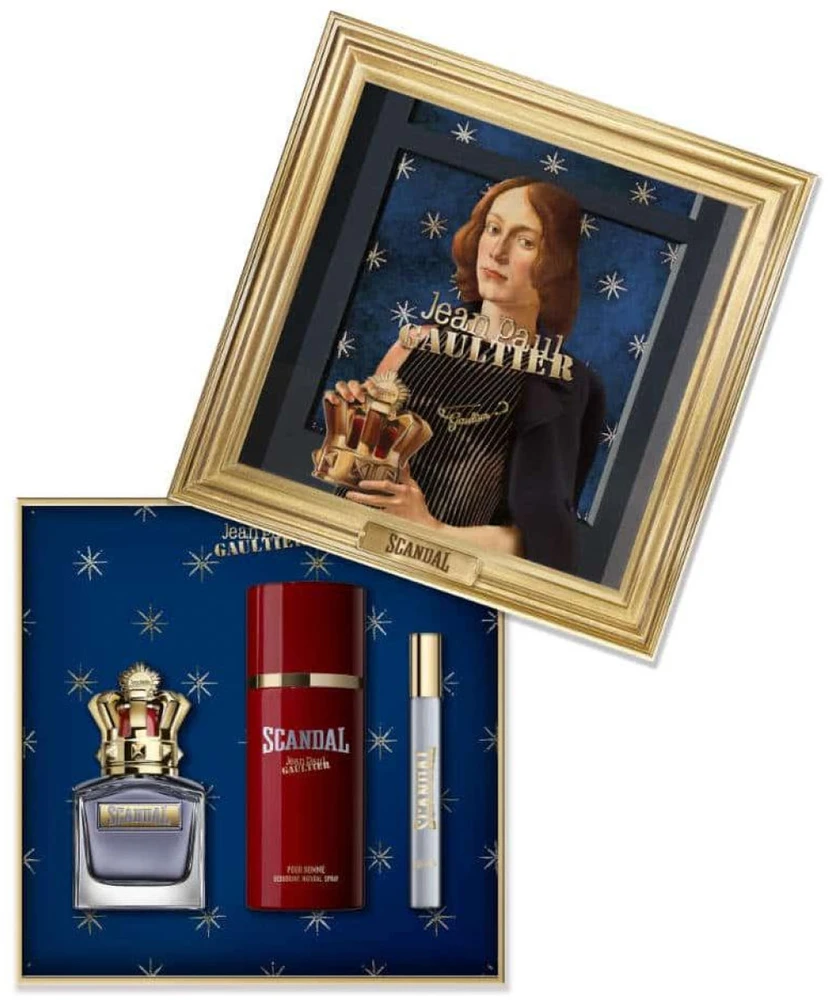 Jean Paul Gaultier Scandal Pour Homme Christmas 2024 rinkinys vyrams (EDT, 50 ml + dezodorantas, 150 ml + EDT, 10 ml)