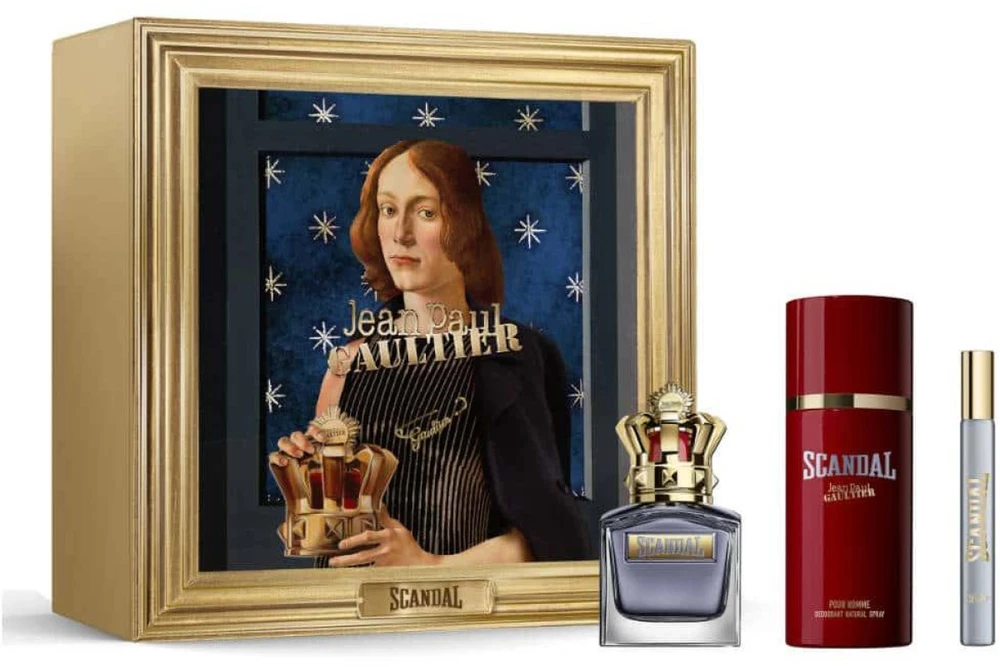 Jean Paul Gaultier Scandal Pour Homme Christmas 2024 rinkinys vyrams (EDT, 50 ml + dezodorantas, 150 ml + EDT, 10 ml)