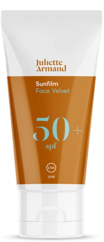 Juliette Armand Sunfilm Face Velvet 50+SPF veido kremas su 50+ SPF su juodaisiais ikrais, 55 ml