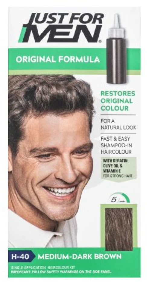 „Just For Men“ Šampūnas plaukų dažai H40 vidutinė tamsi ruda spalva, 66 ml