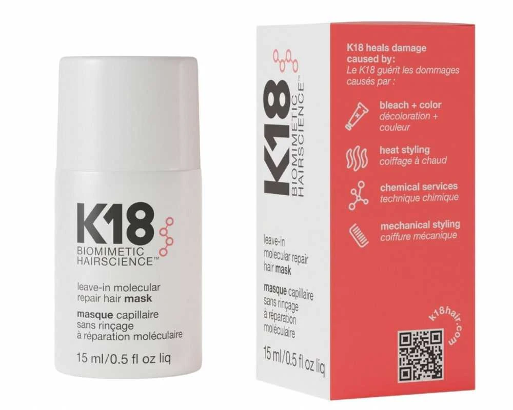 Nenuplaunama atkuriamoji plaukų kaukė K18 Leave-in Molecular Repair Hair Mask, 15 ml