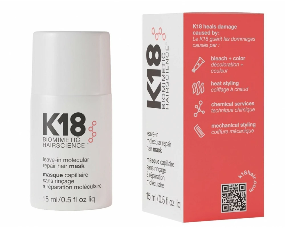 Nenuplaunama atkuriamoji plaukų kaukė K18 Leave-in Molecular Repair Hair Mask, 15 ml