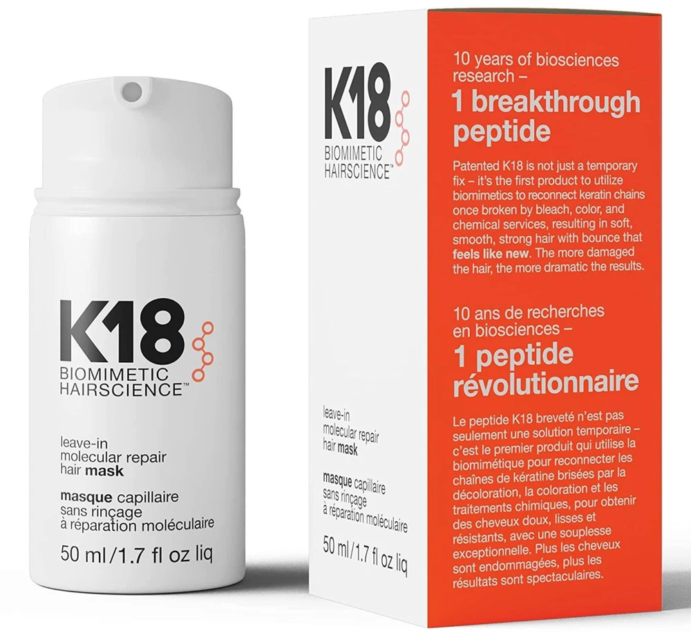 Nenuplaunama atkuriamoji plaukų kaukė K18 Leave-in Molecular Repair Hair Mask, 50 ml