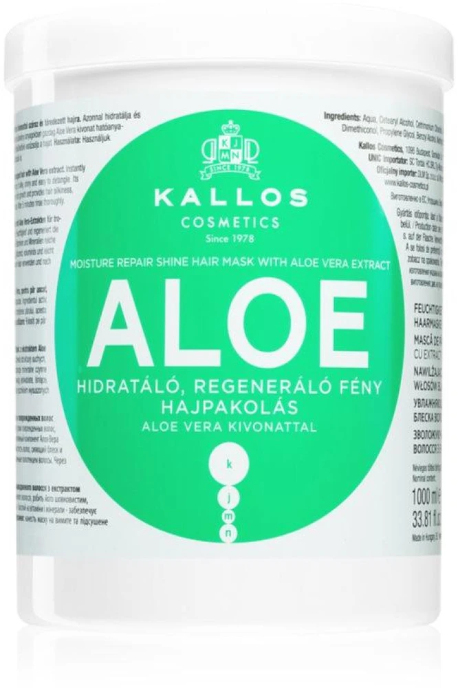 Drėkinanti plaukų kaukė sausiems ir pažeistiems plaukams Kallos Aloe Vera Hair Mask 1000 ml