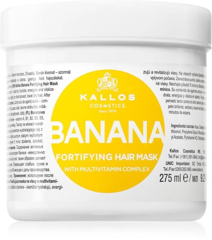 Kallos Cosmetics Banana Fortifying Hair Mask plaukų kaukė, 275 ml