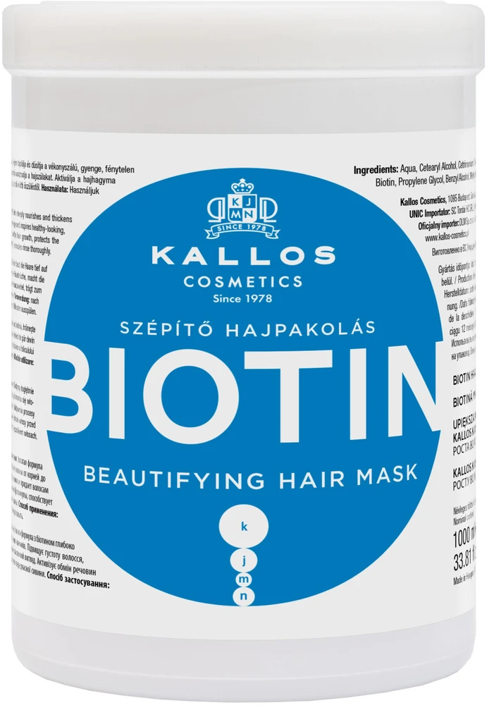 Plaukų augimą skatinanti kaukė Kallos BIOTIN Beautifying Hair Mask 1000ml