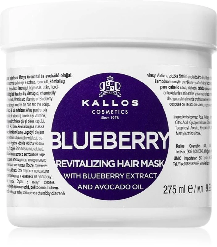 Kallos Cosmetics Blueberry Revitalizing Hair Mask atgaivinanti kaukė plaukams, 275 ml
