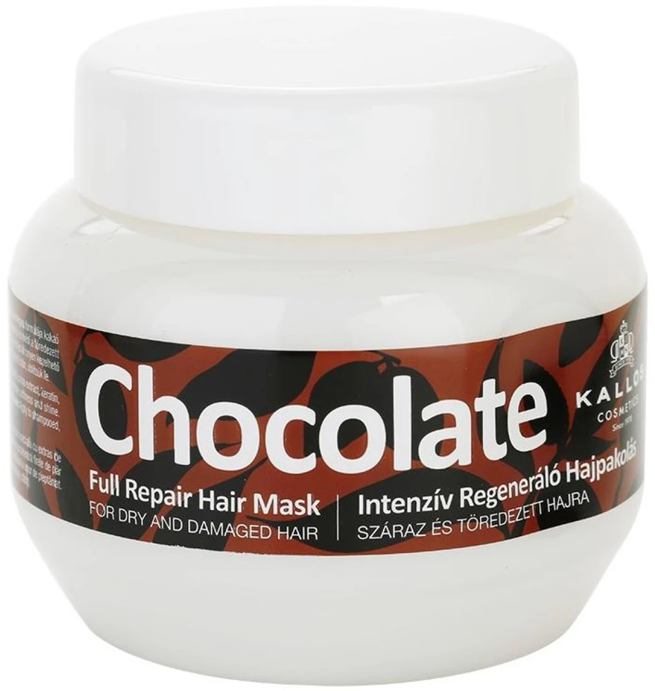 Kallos Cosmetics Chocolate Full Atstatomasis Plaukų kaukė kaukė sausiems, pažeistiems plaukams, 275 ml