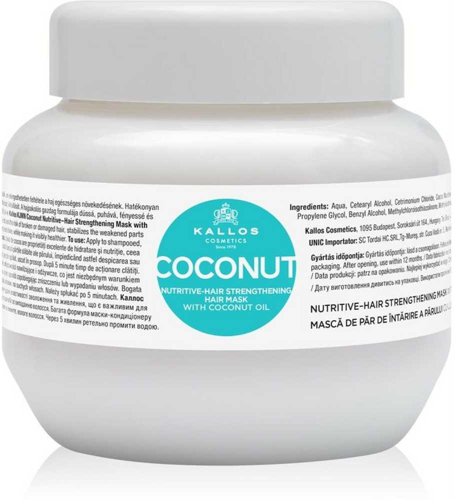 Kallos Cosmetics KJMN Coconut Nutritive–Hair Strengthening Mask with Coconut Oil plaukų kaukė, 275 ml