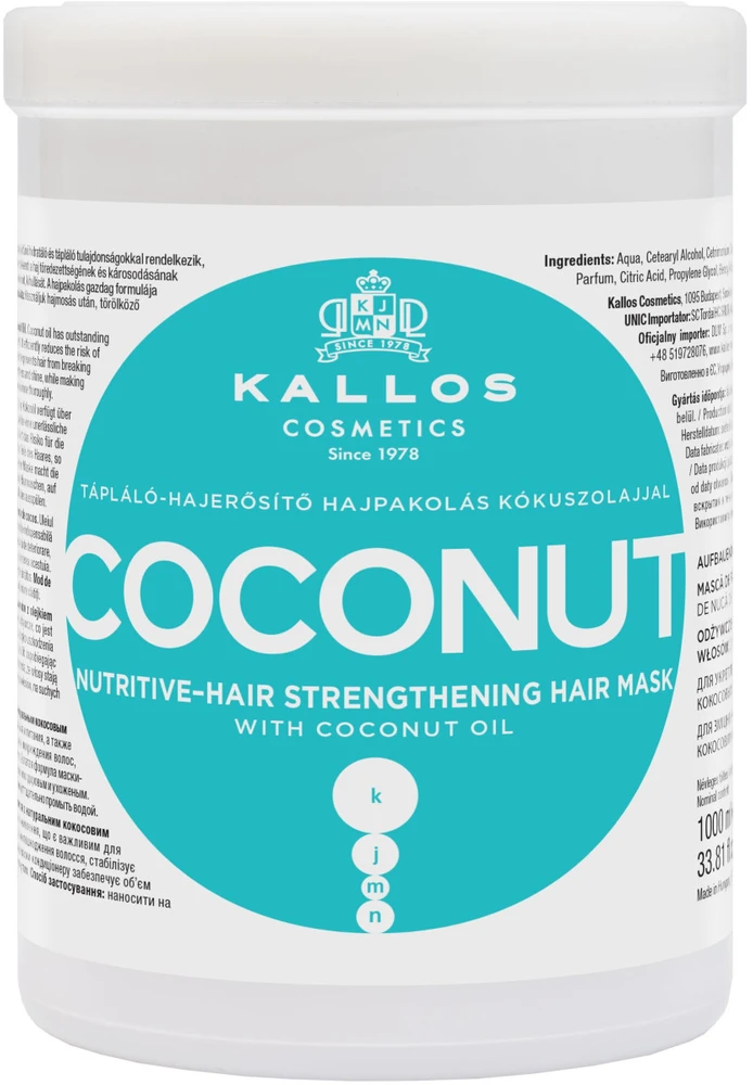 Kallos Cosmetics Coconut Strengthening Hair Mask stiprinamoji plaukų kaukė, 1000 ml