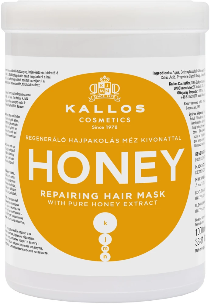 Kallos Cosmetics Honey Repairing Hair Mask stiprinamoji plaukų kaukė su medumi, 1000 ml