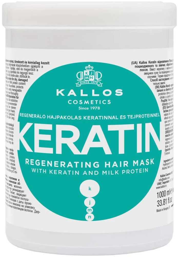 Kaukė sausiems pažeistiems plaukams Kallos KERATIN Hair Mask 1000 ml