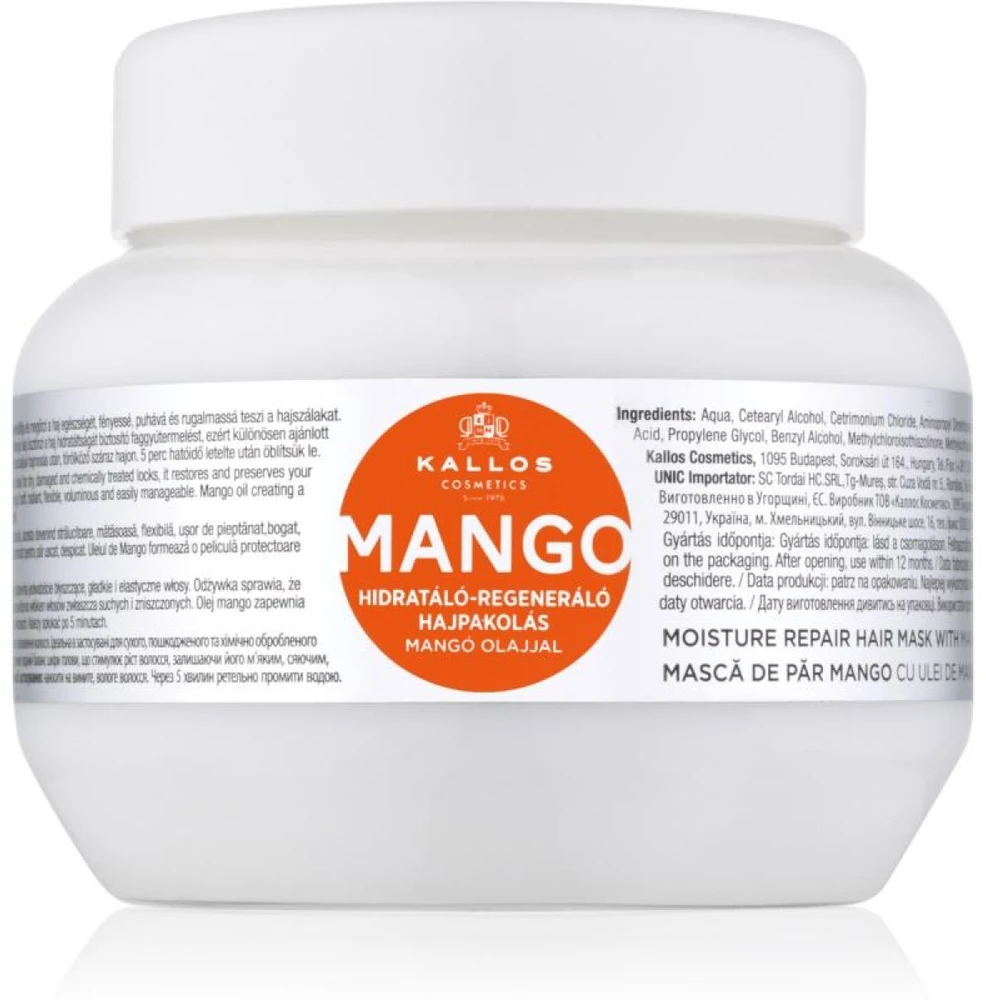 Plaukų kaukė sausiems plaukams su apelsinų aliejumi Kallos MANGO Moisture Repair Hair Mask 275 ml