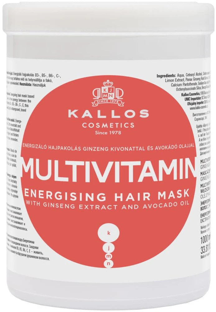 Kallos Cosmetics Multivitamin Energising Hair Mask plaukų kaukė, 1000 ml