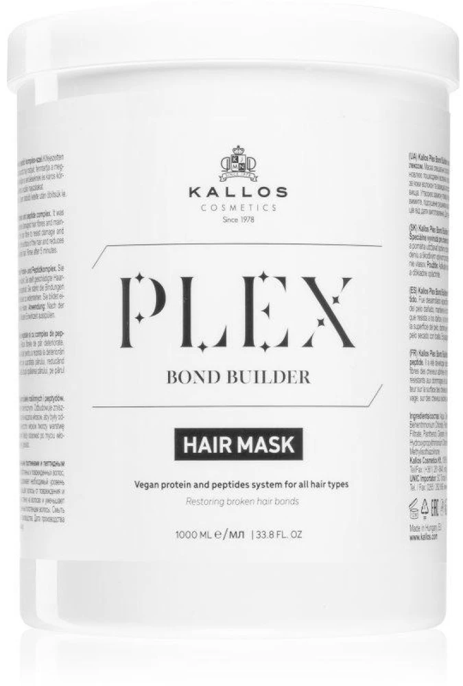 Kallos Cosmetics Plex Bond Builder Hair Mask atkurianti kaukė visų tipų plaukams, 1000 ml