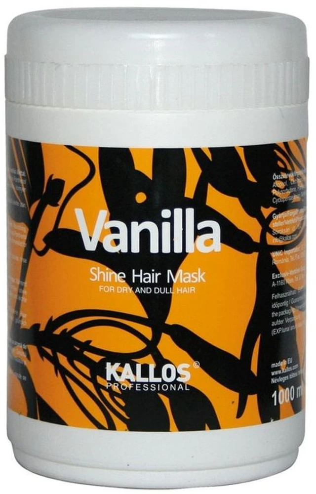 Kaukė sausiems plaukams suteikianti blizgesio Kallos Vanilla Shine Hair Mask 1000 ml
