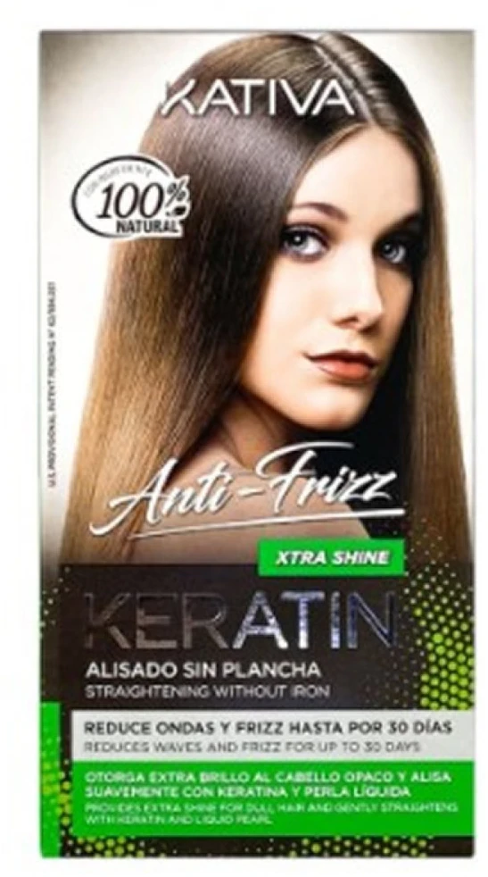 Kativa Keratin Minkštinantis ir glotninantis Straightening Extra Shine plaukų tiesinimo priemonė suteikianti blizgesio