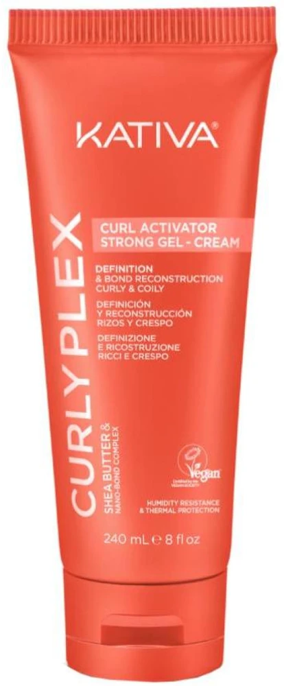 Kativa Skirtas garbanotiems plaukams Plex Curl Activactor Strong Gel-Kreminis, stiprus plaukų kremas-gelis, 240 ml