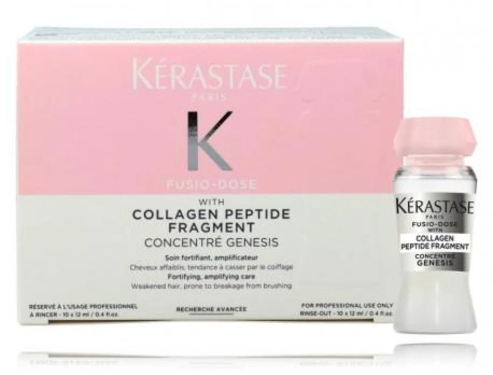 Kérastase Fusio-Dose With Collagen Peptide Fragment priemonė lūžinėjantiems plaukams, 10 x12 ml