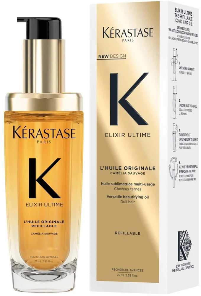 Kerastase Eliksyras Ultime L'Huile Original daugiafunkcis aliejus visų tipų plaukams, 75 ml