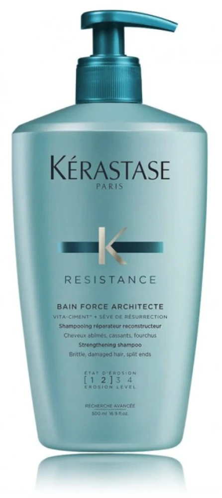 Kérastase Resistance Bain Force Architecte šampūnas labai pažeistiems plaukams, 500 ml