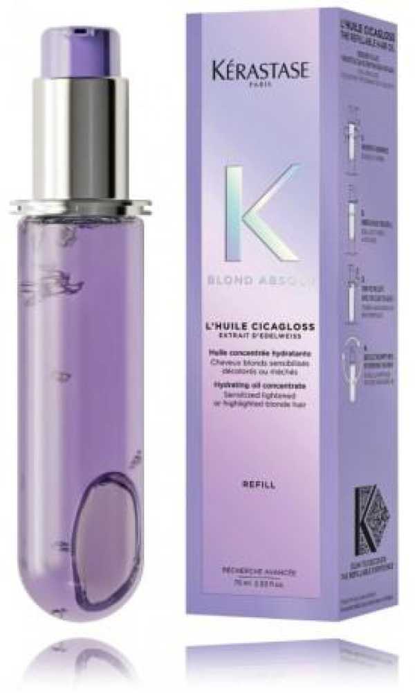 KerastaseBlond Absolu Cicagloss Hair Oil Refill stiprinamasis aliejus šviesiems plaukams-papildymas, 75 ml