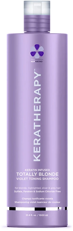 Keratherapy Keratin Infused Totally Skirtas šviesiems plaukams Violet Toning Šampūnas geltonus atspalvius neutralizuojantis šampūnas, 1000 ml