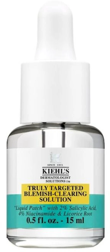 Kiehl´s Kiehl's Truly Targeted Blemish-Clearing Solution koncentruotas skaidrus skystas pleistras nuo spuogų, 15 ml