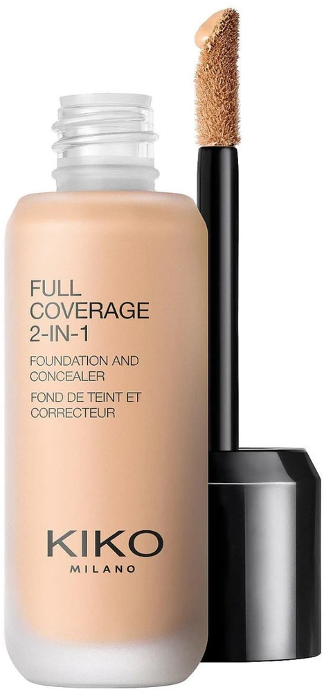 Kiko Milano Full Coverage 2 In 1 Foundation & Maskuoklis makiažo pagrindas ir maskuoklis viename, atspalvis WR30 Warm Rose, 25 ml