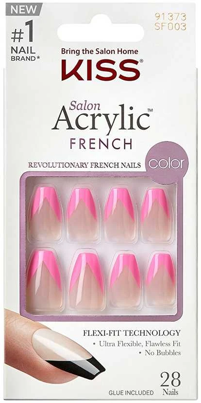 KISS Lipni nagai Salonas Akrilas French Spalva - Kvadratu 28 vnt