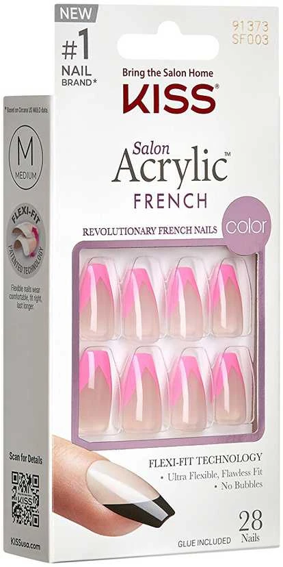 KISS Lipni nagai Salonas Akrilas French Spalva - Kvadratu 28 vnt