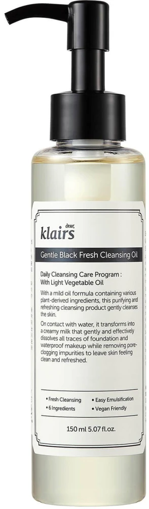 Dear Klairs Klairs Gentle Juodas Fresh Cleansing Oil gaivus valomasis aliejus veidui, 150 ml