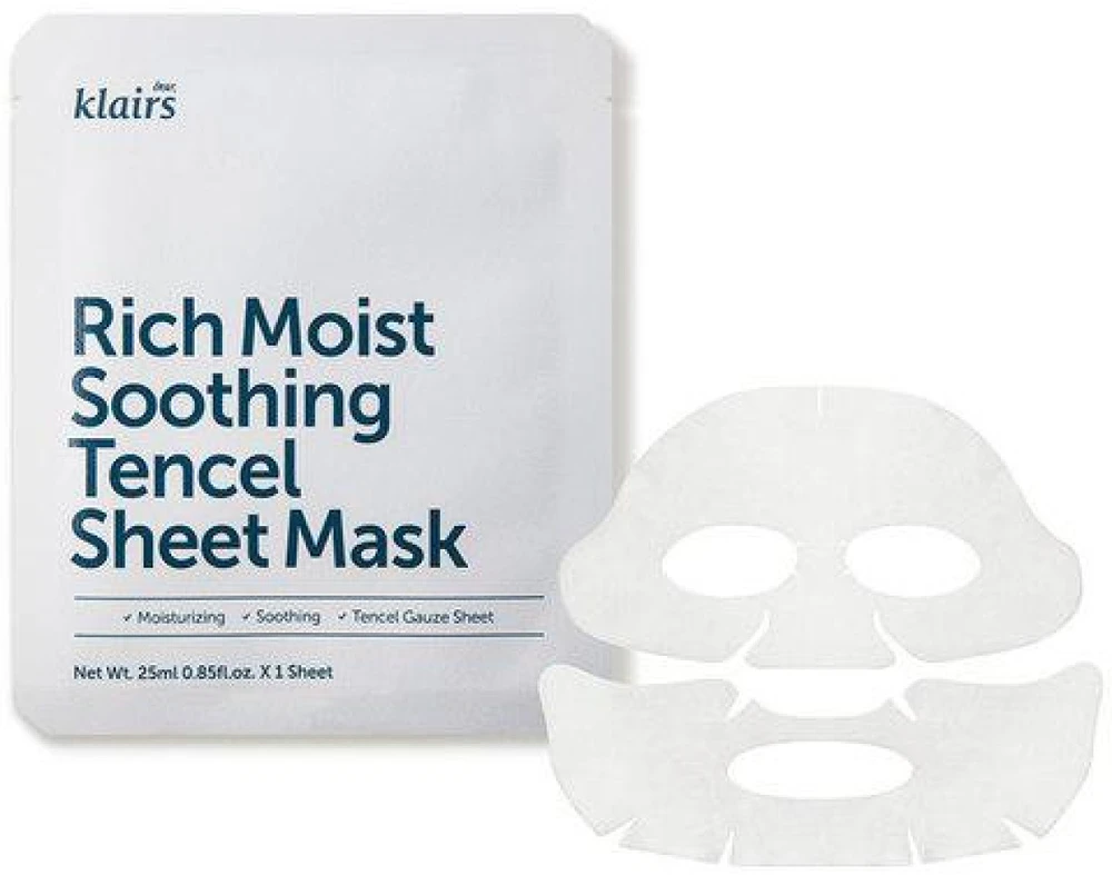 Klairs Rich Moist Shoothing Sheet Mask drėkinamoji lakštinė veido kaukė, 25 ml